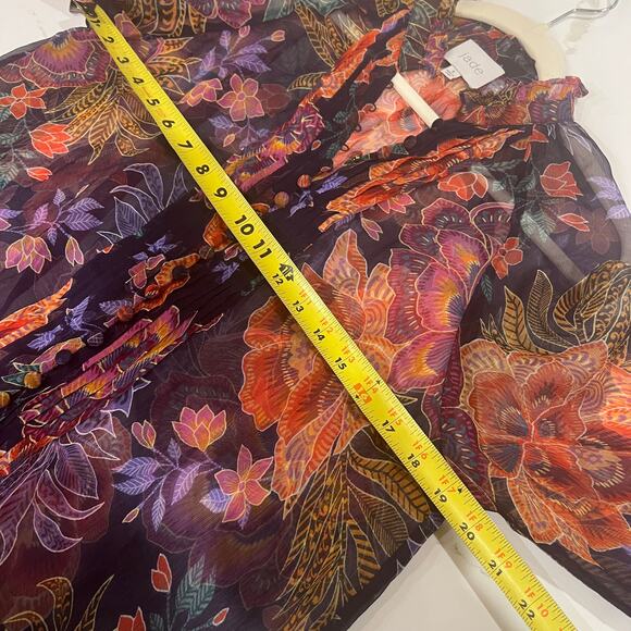 Johnny Was Octavia Blouse Etta’s Garden 100% silk Sheer Floral Small - Picture 8 of 14